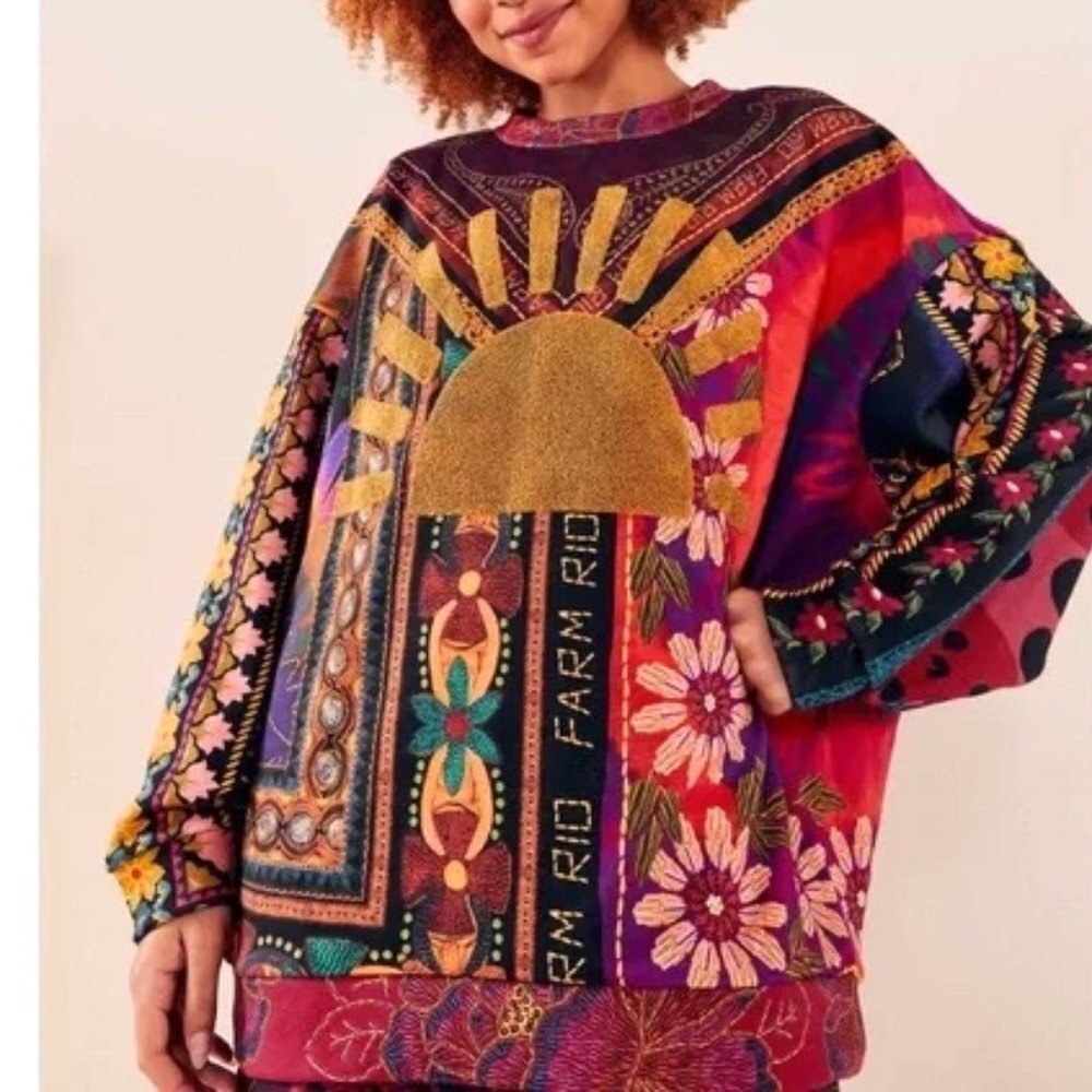 Farm Rio Mixed Scarves Oversized Sweatshirt